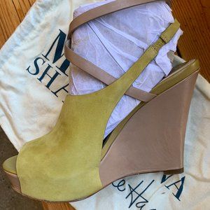 NEW Cole Hann  Yellow Tan Strappy Platform Wedge